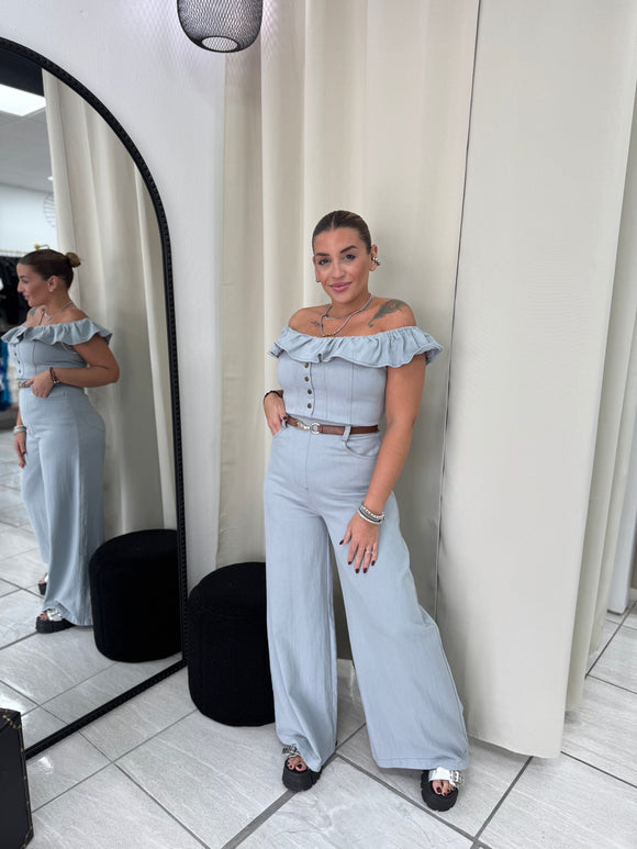 Off Shoulder Ruffles Jumpsuit