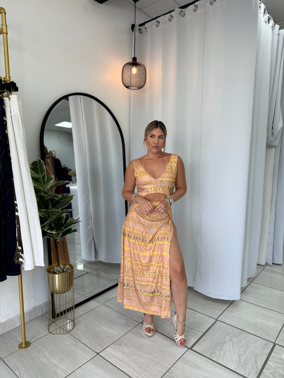 Yellow CutOut Maxi Dress