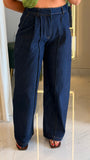 DarkDenim Pintuck Wide Jeans