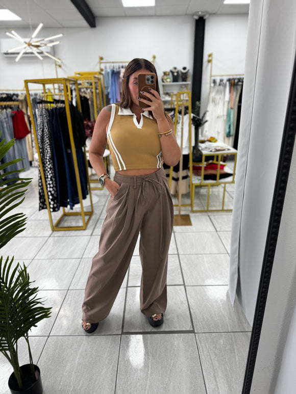 DarkMocha FronTie Suit Pants