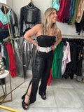 Black Sequin Jumpsuit (BELT NOT INCLUDED)