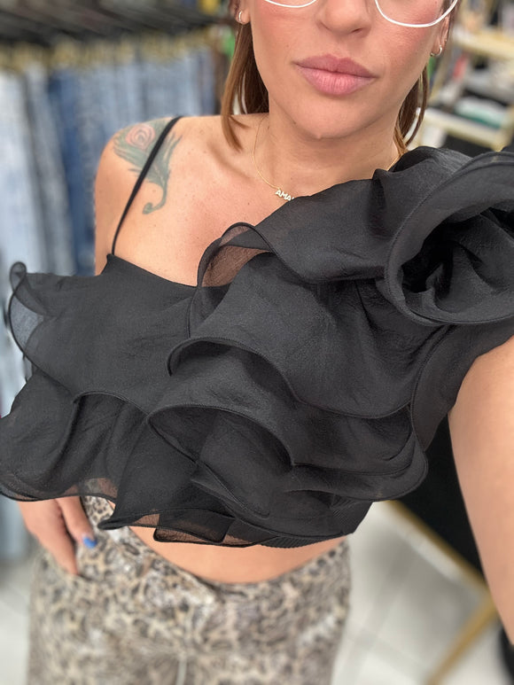 Black Ruffles Top