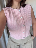 SoftPink JewelButtons Knit Top