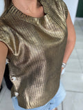 GoldBlack Metallic Sweater Vest Top
