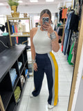 Navy Yellow Track Pants