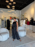 Black Satin Halter Top & Balloon Pants