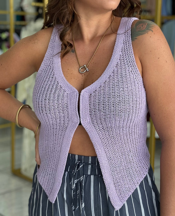 Lavender Ribbed Knit Vest