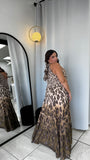 Leopard Halter Maxi Dress