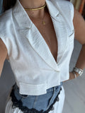 White Crop Vest Top