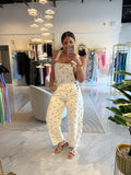 White Mocha Dots Denim Overall