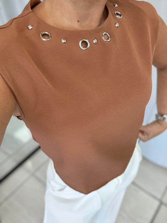 HennaBrown Embellished Top