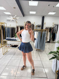 Denim Pleated Shorts