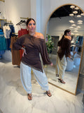 Beige Relaxed Barrel Pants