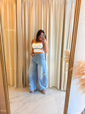 White Contrast Crop Top