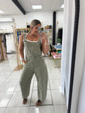 Olive Slouchy Barrel Overall