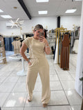Beige Two Pieces Pants Set