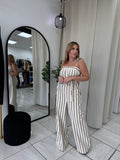 TaupeBlack Stripes Jumpsuit