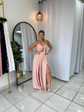 Blush FrontTie OpenSlit Jumpsuit