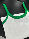 White Green Basic Tank Top