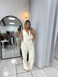 Cream Crop Vest & Pants Set
