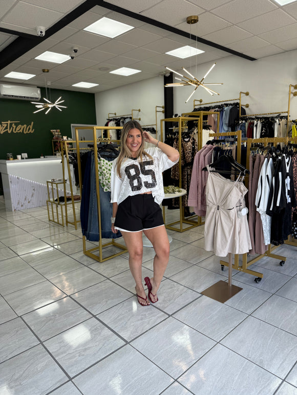 Black White Contrast Shorts