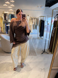 OneShoulder Brown Lace Blouse