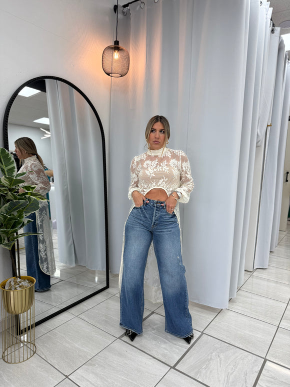 DarkDenim HighRise Wide Leg Jeans