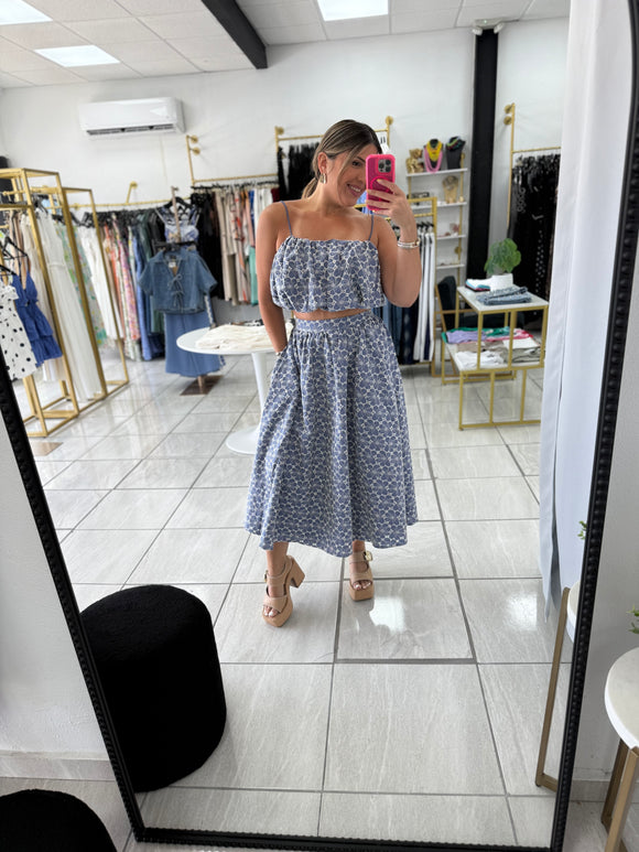 Chambray Eyelet Top & Skirt