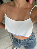 WhiteBlue Cropped Spaghetti Top