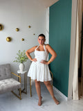 White Halter Embellished Dress
