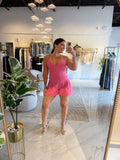 Pink Denim Romper