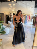 Black Contrast CutOut Dress