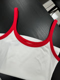 White Red Basic Tank Top