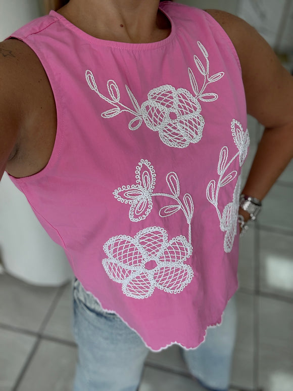Pink Embroidery Top