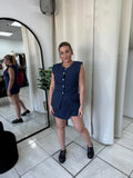 Navy & White Stripes Vest & Skort