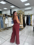 Oxblood Pearls Top & Pants Set