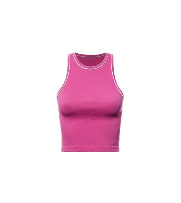 Contrast High Neck Rib Basic