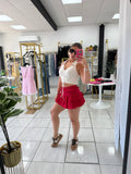 Red Ruffles Mini Skort
