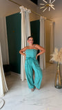 Mint Strapless Barrel Jumpsuit
