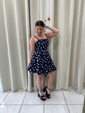 Navy PolkaDots RicRac Dress