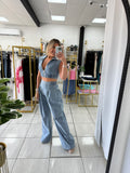 Denim ZipUp Top & Pants Set