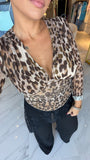 Leopard VNeck Mesh Top