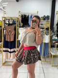 Leopard Red WaistBand Skort