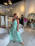 Green Floral CutOut Dress