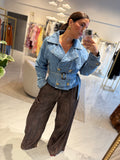 DarkBrown Tie WideLeg Pants