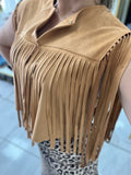 Brown Suede Fringes Vest