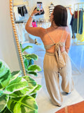 Taupe BackLess Aladdin Jumpsuit