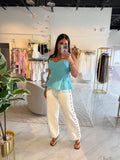 White Studded WideLeg Jeans