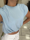 PaleBlue ShoulderPads Top