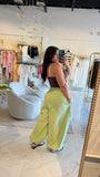 Green Plated Balloon Pants